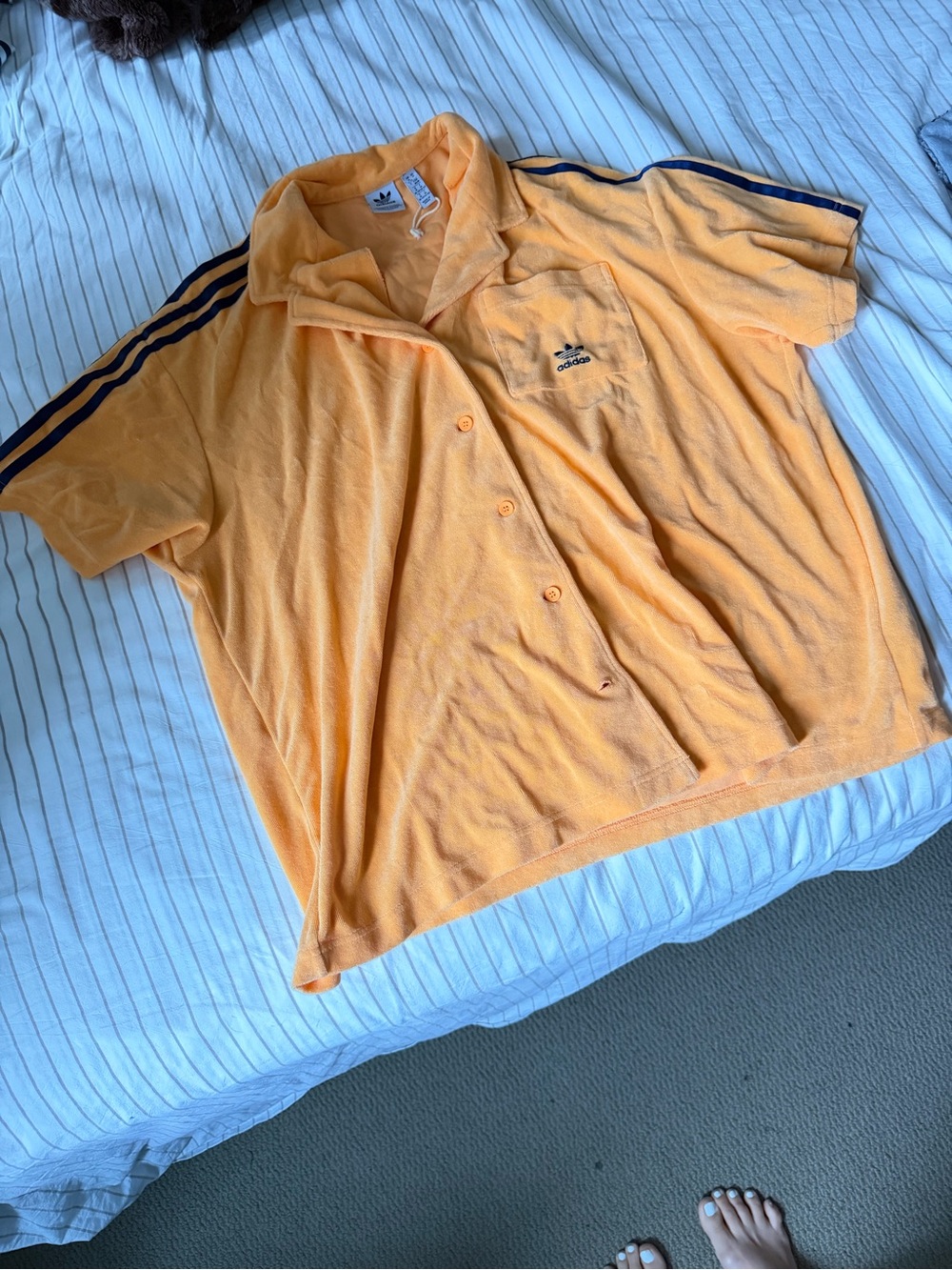Adidas Women’s Orange Terry Polo Shirt M